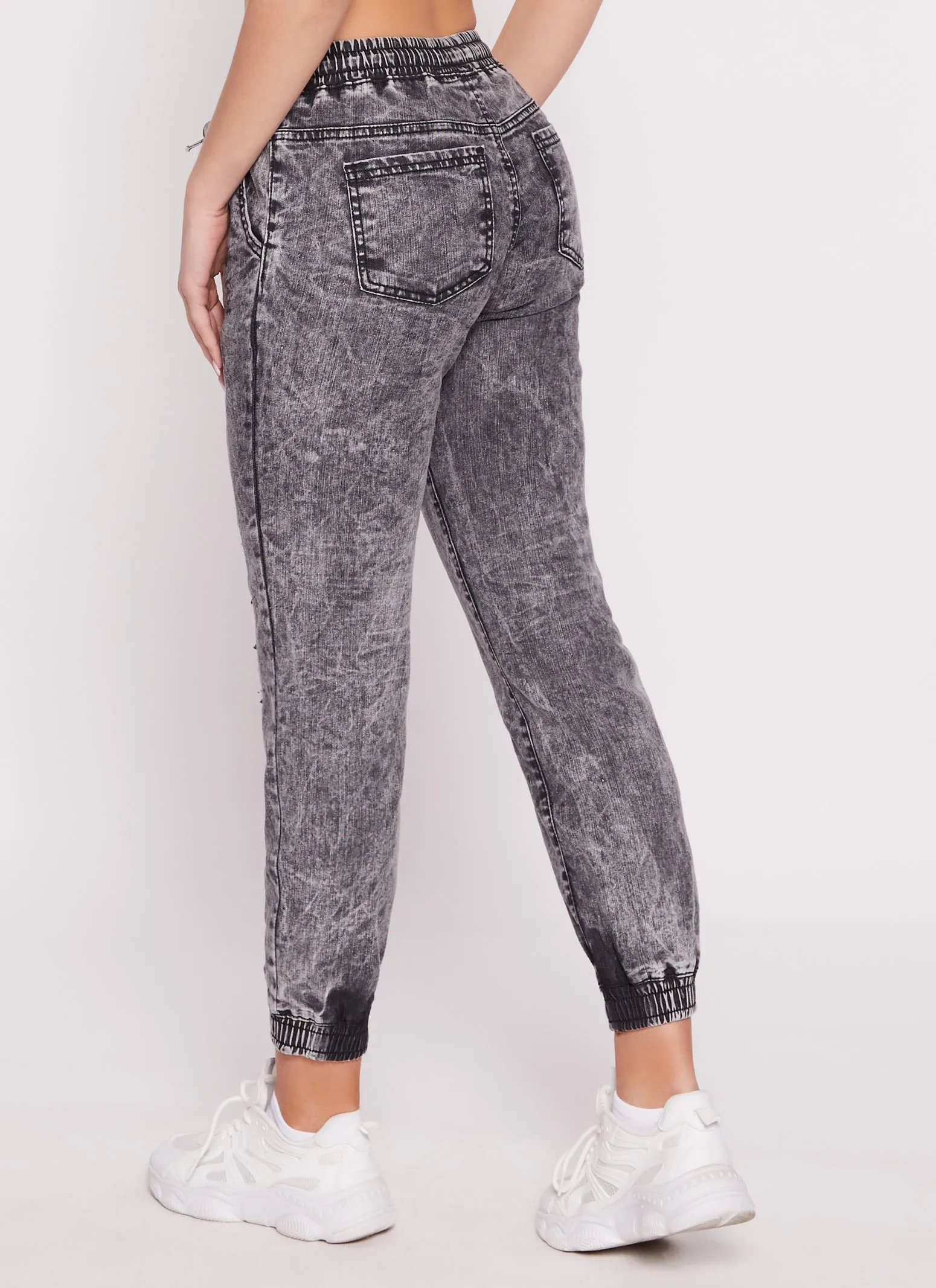 Denim Acid Wash Distressed Joggers sold by Rainbow product image thumbnail 3