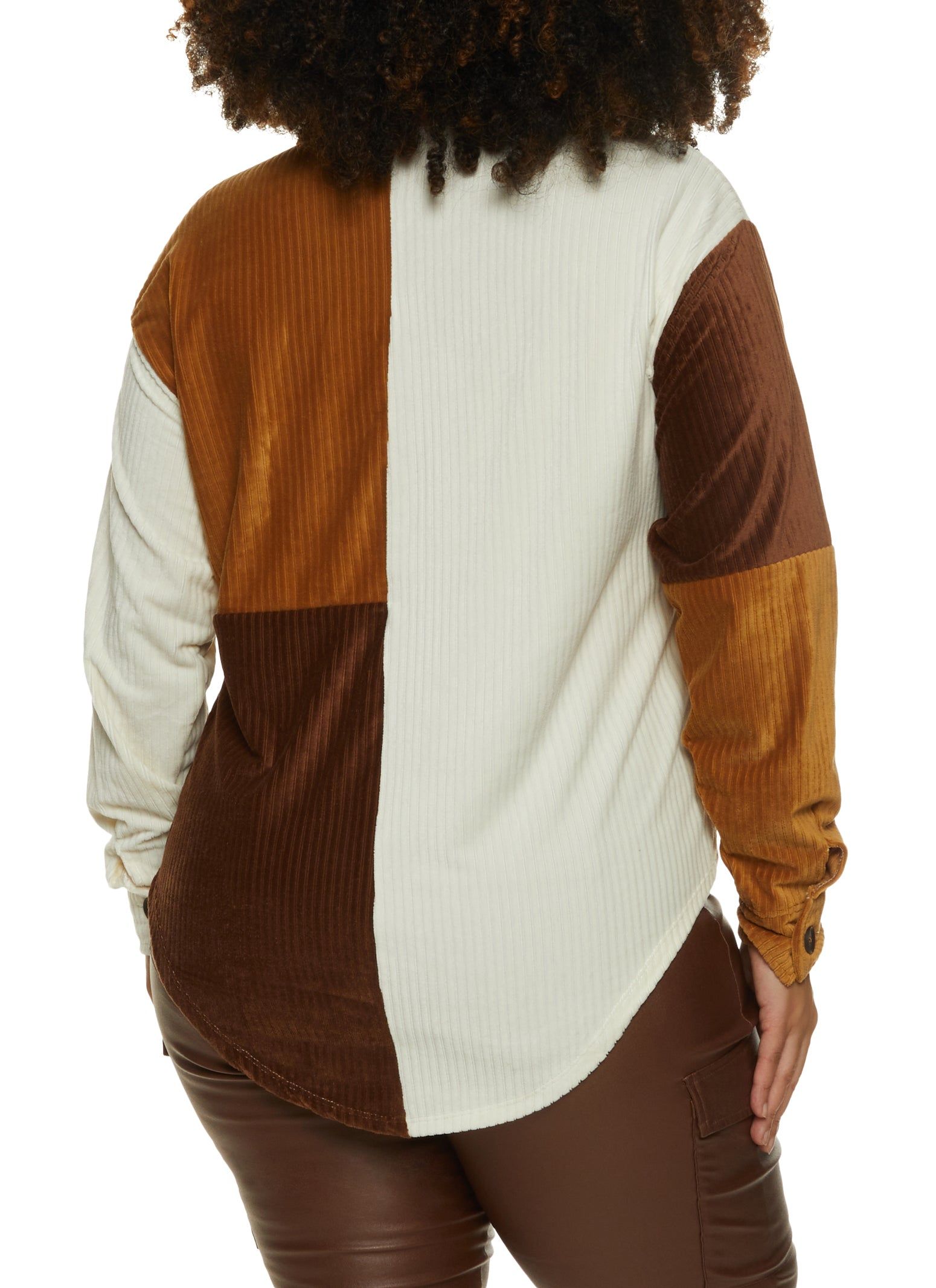 Plus Size Velour Ribbed Color Blocked Shirt sold by Rainbow product image thumbnail 2
