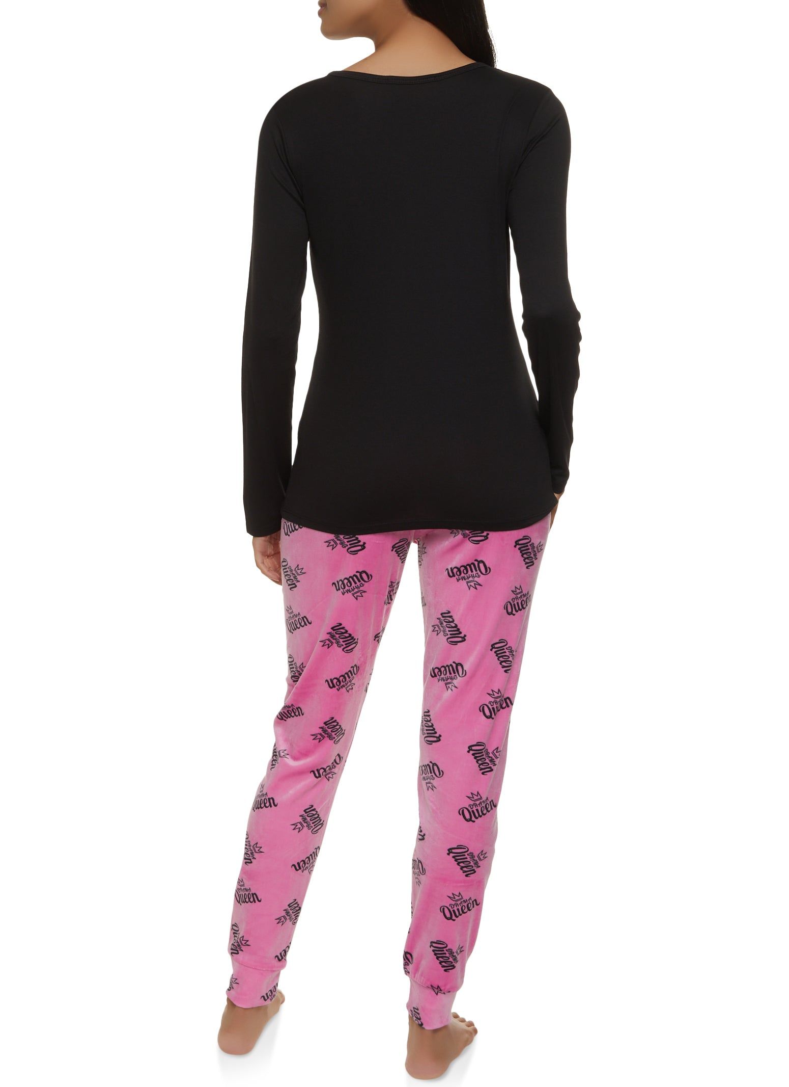 Graphic Print Long Sleeve Pajama Top and Velour Pants sold by Rainbow product image thumbnail 3