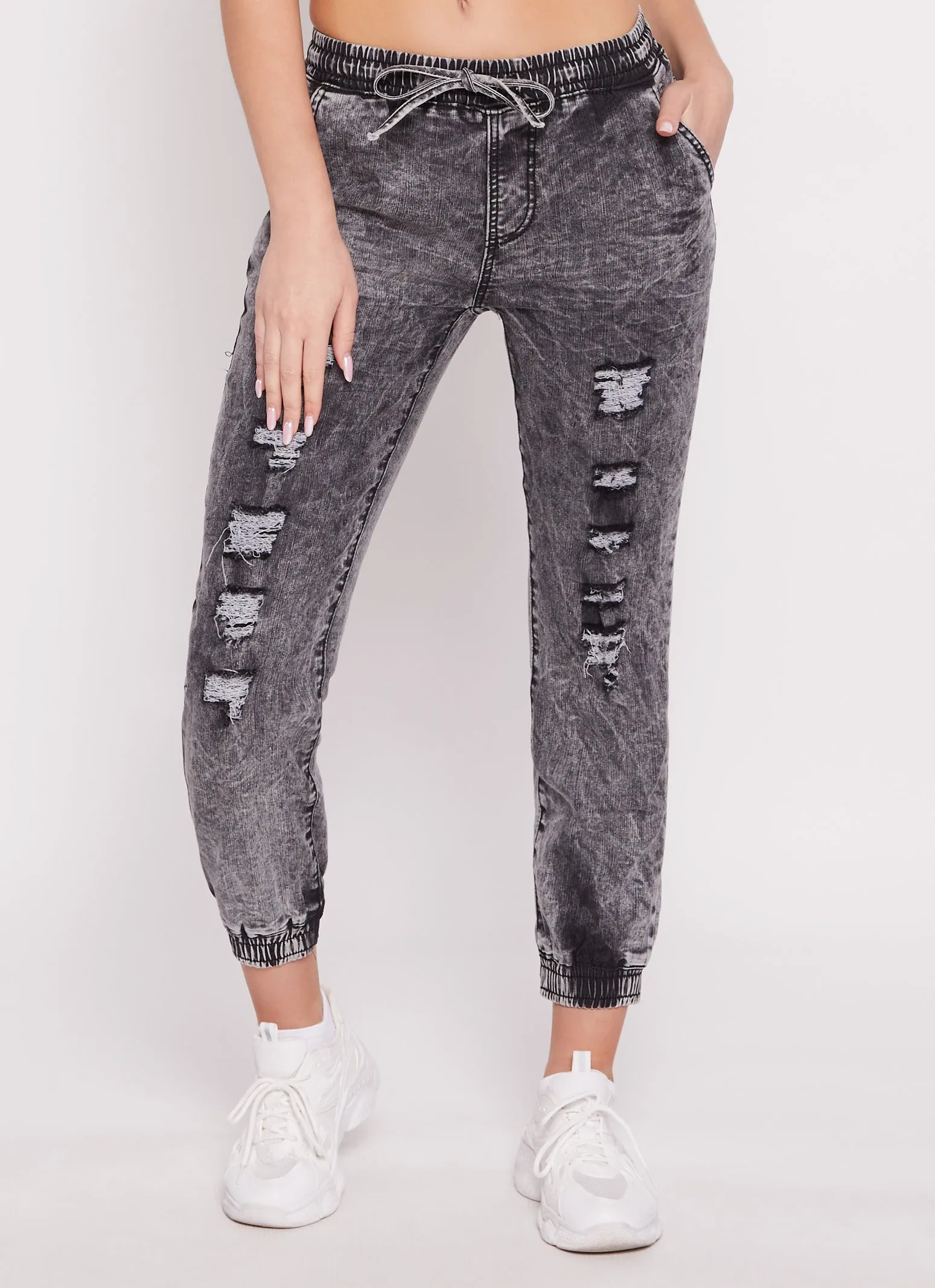 Denim Acid Wash Distressed Joggers sold by Rainbow product image thumbnail 2