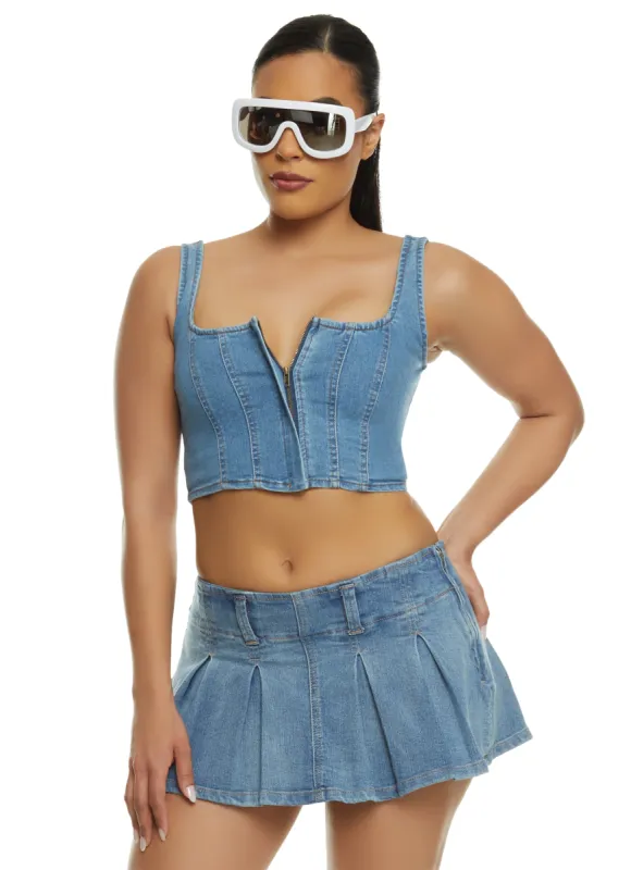 Almost Famous Denim Pleated Skort sold by Rainbow