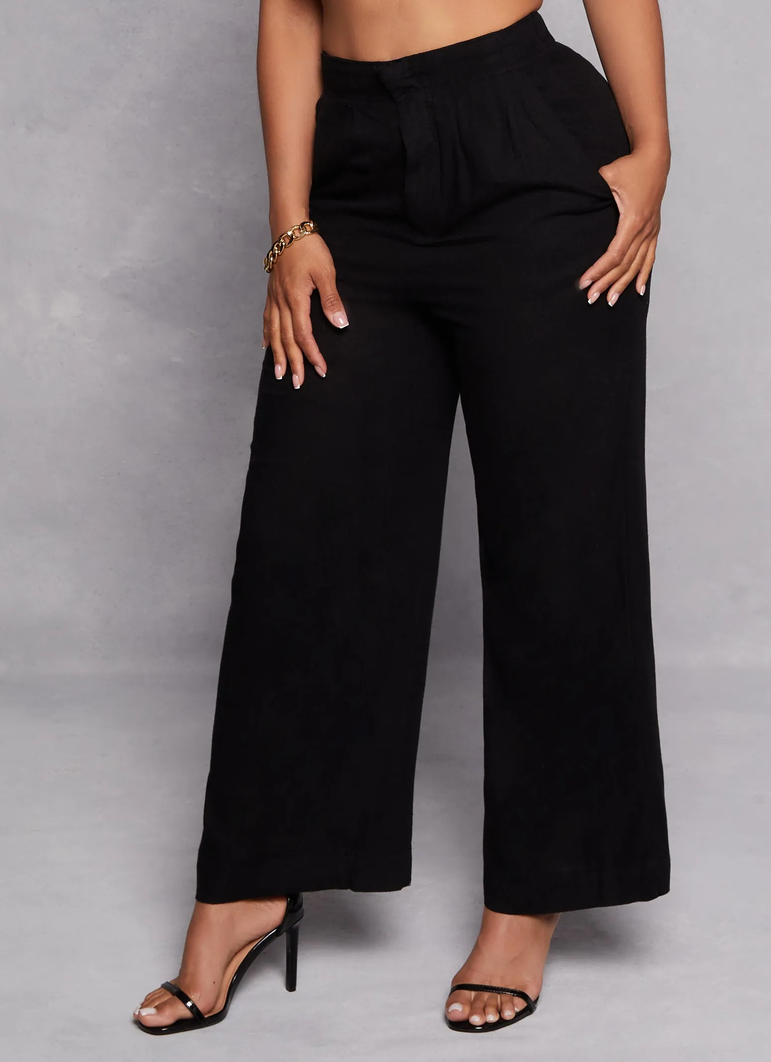 Linen Pleated High Waist Wide Leg Pants sold by Rainbow product image thumbnail 2