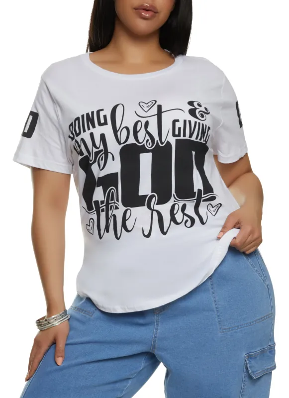 Plus Size Doing My Best and Giving God The Rest Graphic Tee sold by Rainbow
