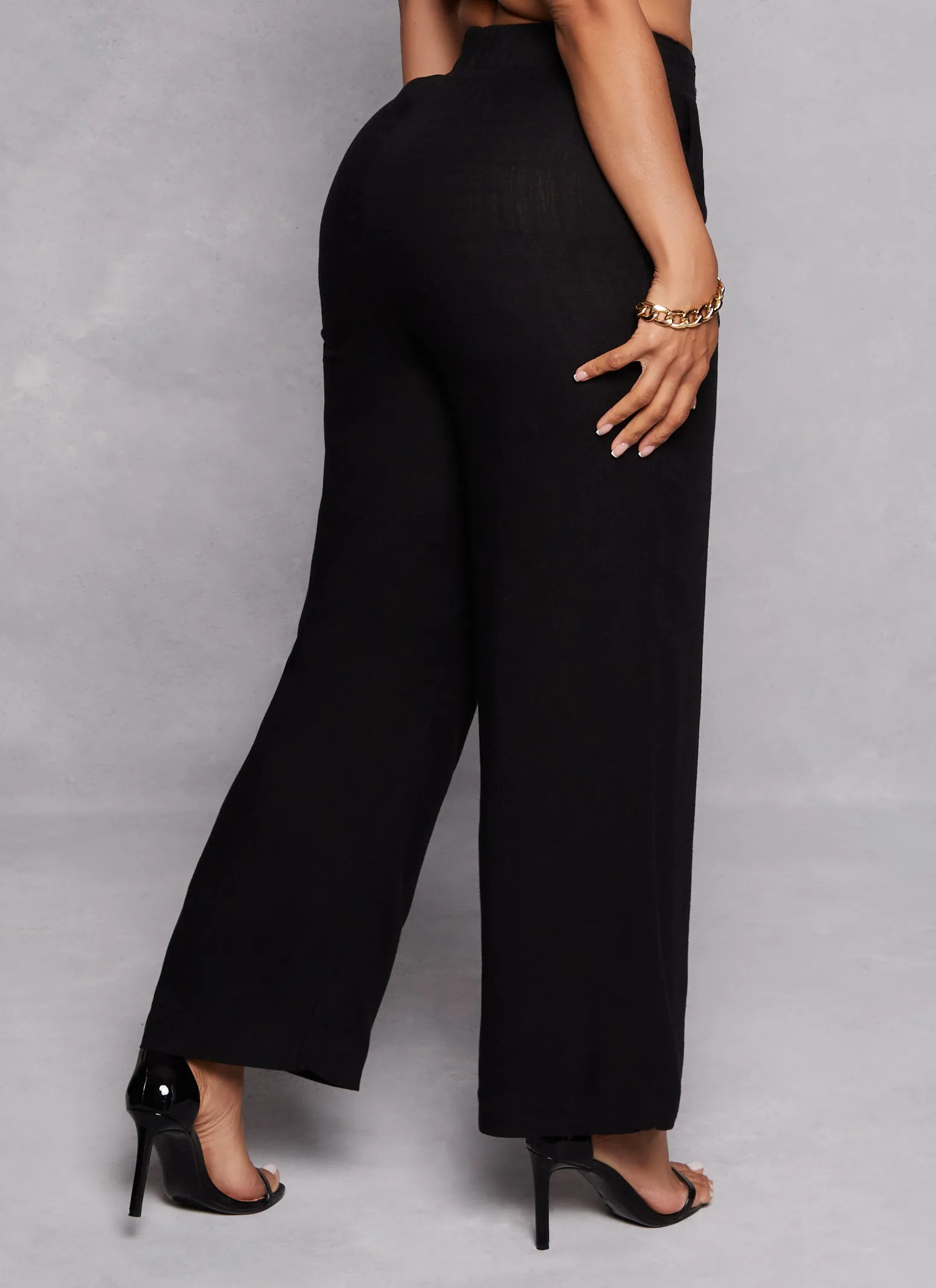 Linen Pleated High Waist Wide Leg Pants sold by Rainbow product image thumbnail 3