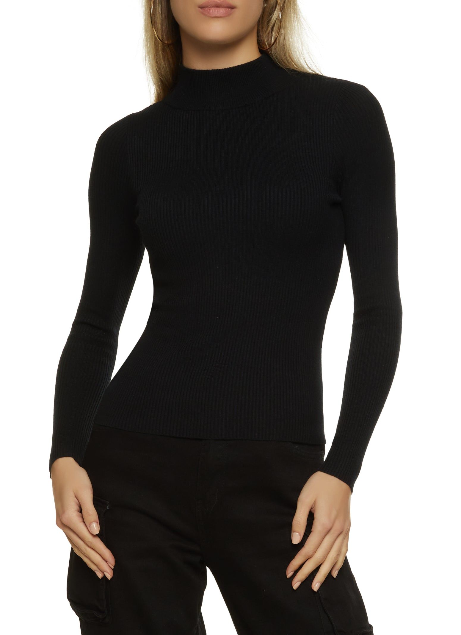 Ribbed Mock Neck Sweater sold by Rainbow