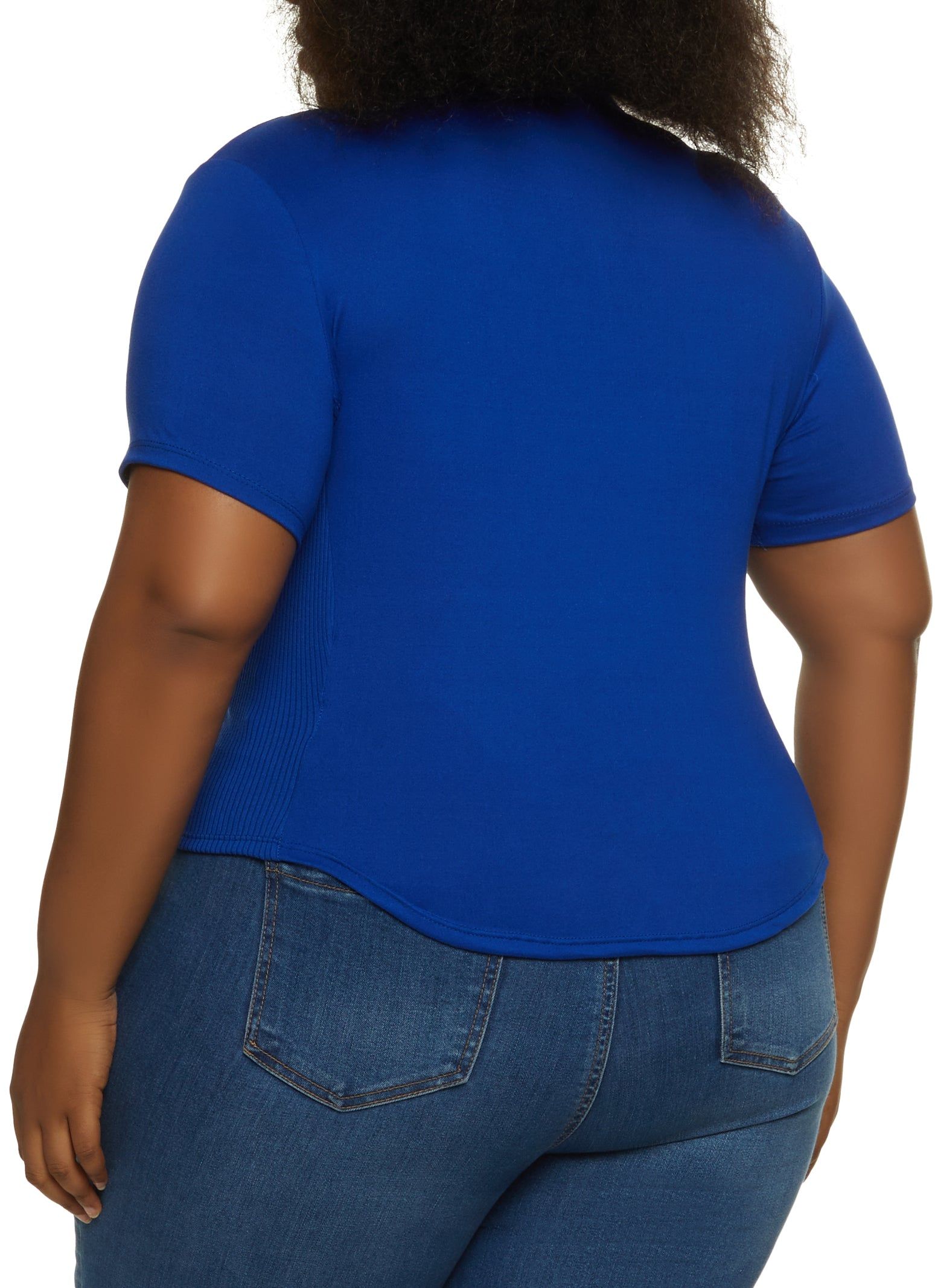 Plus Size Short Sleeve Ruched Button Down Top sold by Rainbow product image thumbnail 2