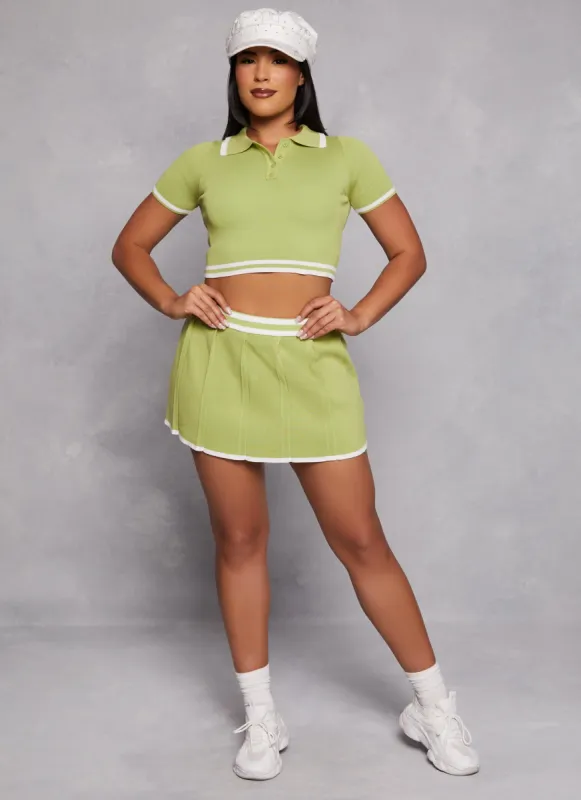 Knit Varsity Stripe Pleated Skort sold by Rainbow