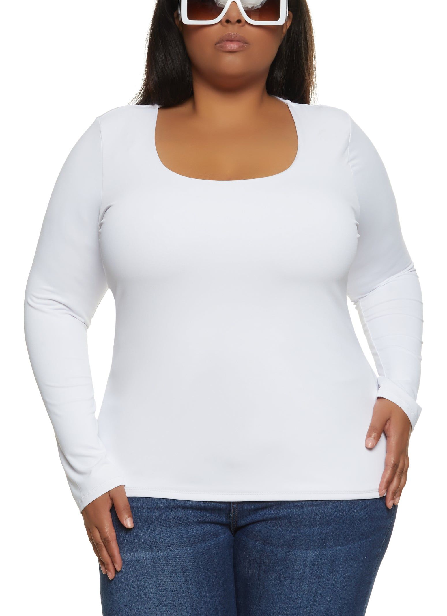 Plus Size Scoop Neck T Shirt sold by Rainbow