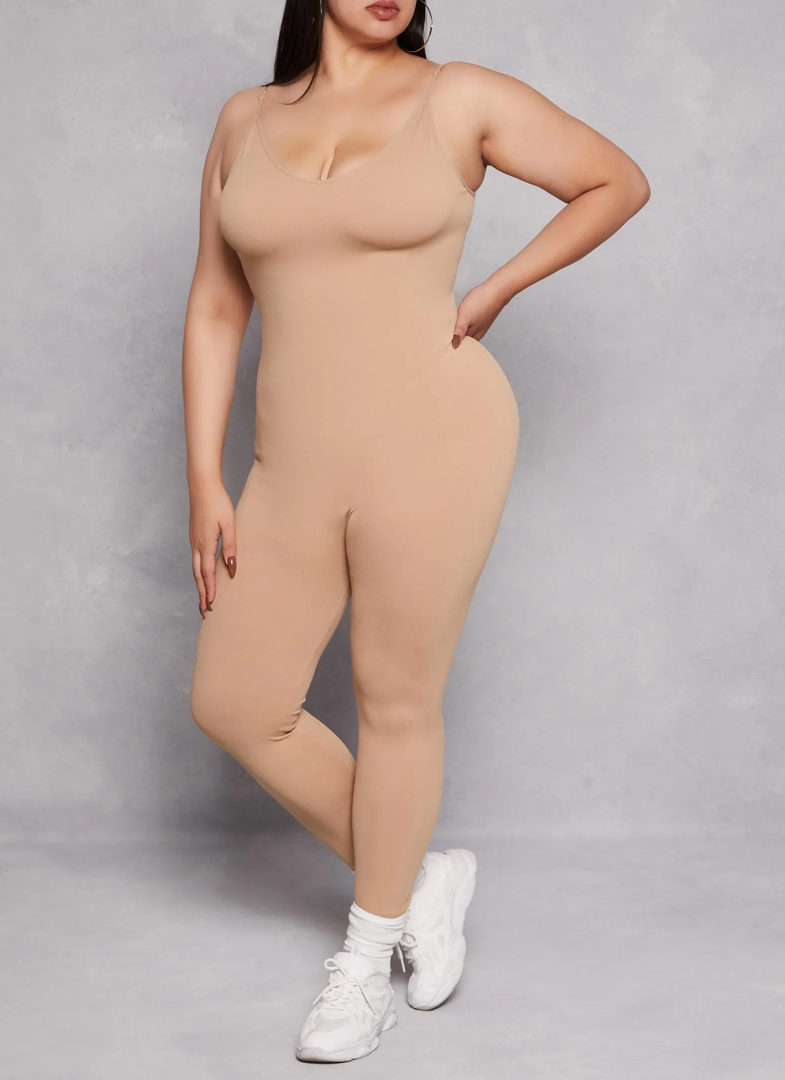 Plus Size V Neck Cami Catsuit sold by Rainbow