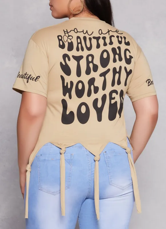 Plus Size Beautiful Velvet Burnout Knot Hem Graphic Tee sold by Rainbow