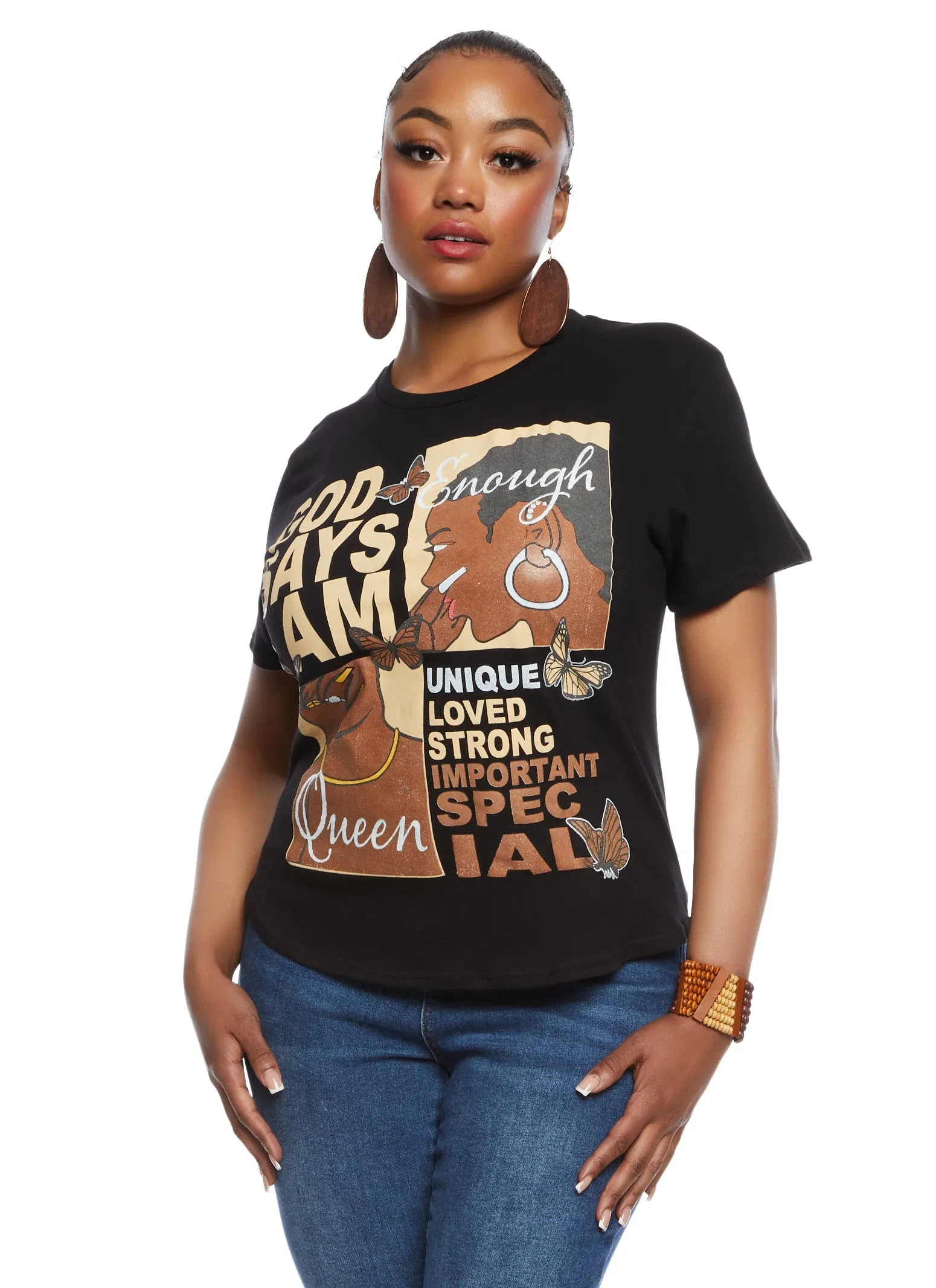 Plus Size God Says I Am Graphic High Low Tee sold by Rainbow product image thumbnail 2