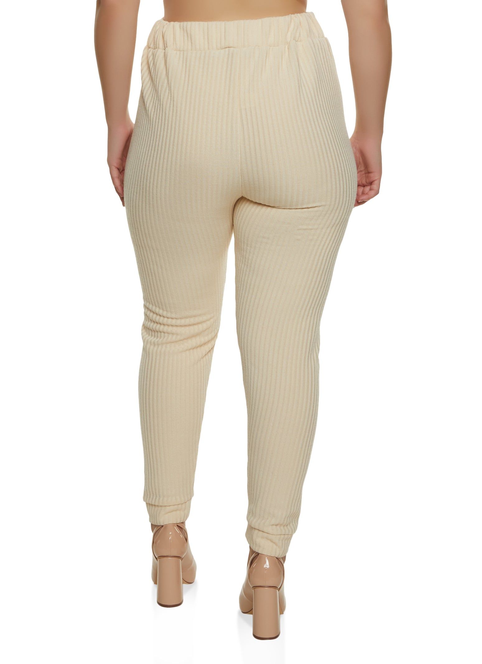 Plus Size Ribbed Knit High Waisted Leggings sold by Rainbow product image thumbnail 2