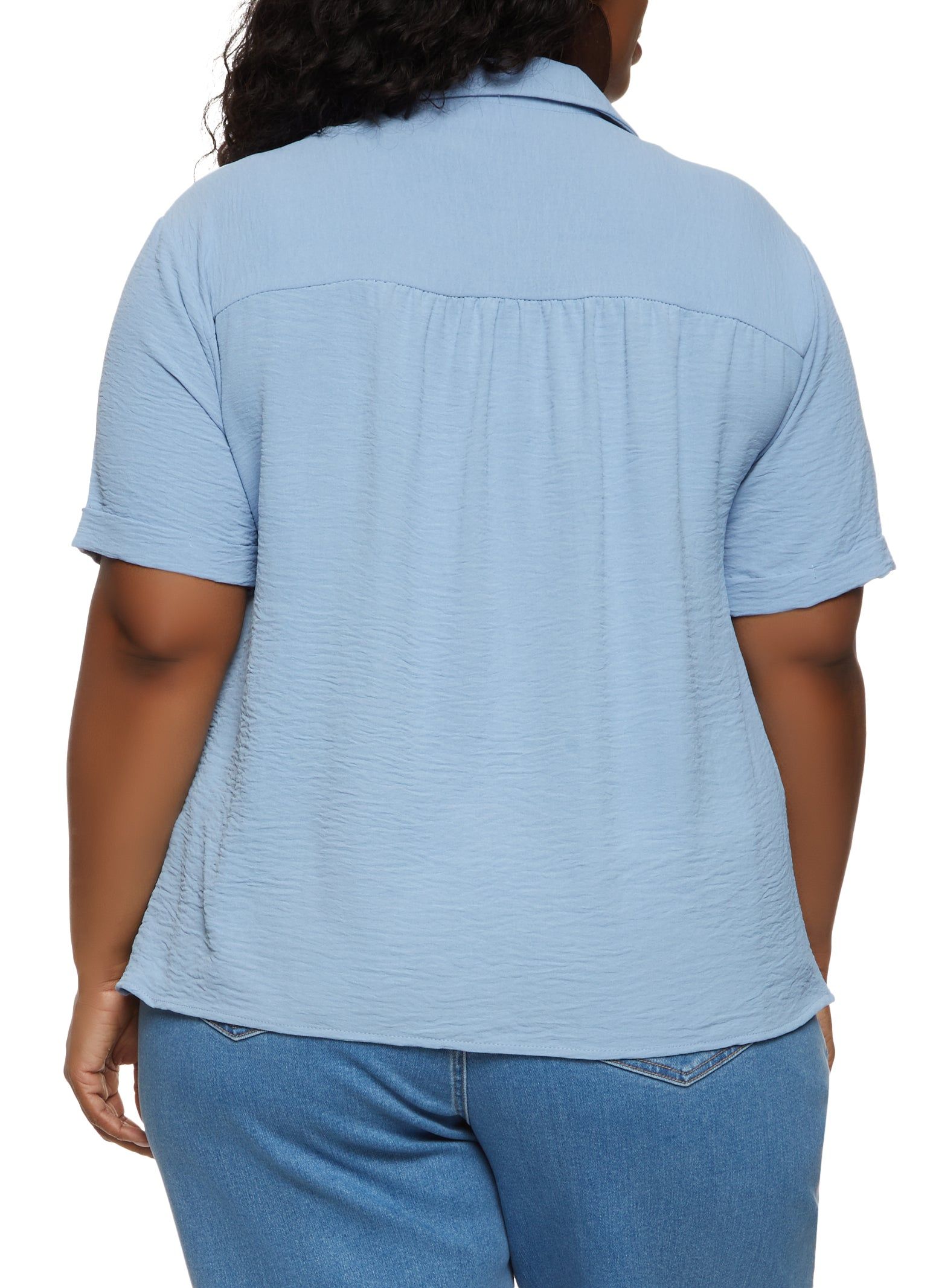 Plus Size Airy Pocket Button Down Shirt sold by Rainbow product image thumbnail 2