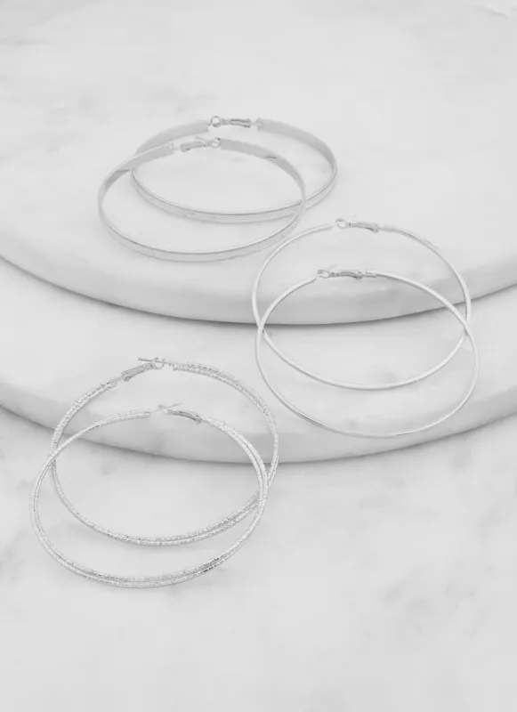Assorted Glitter Hoop Earring Trio sold by Rainbow