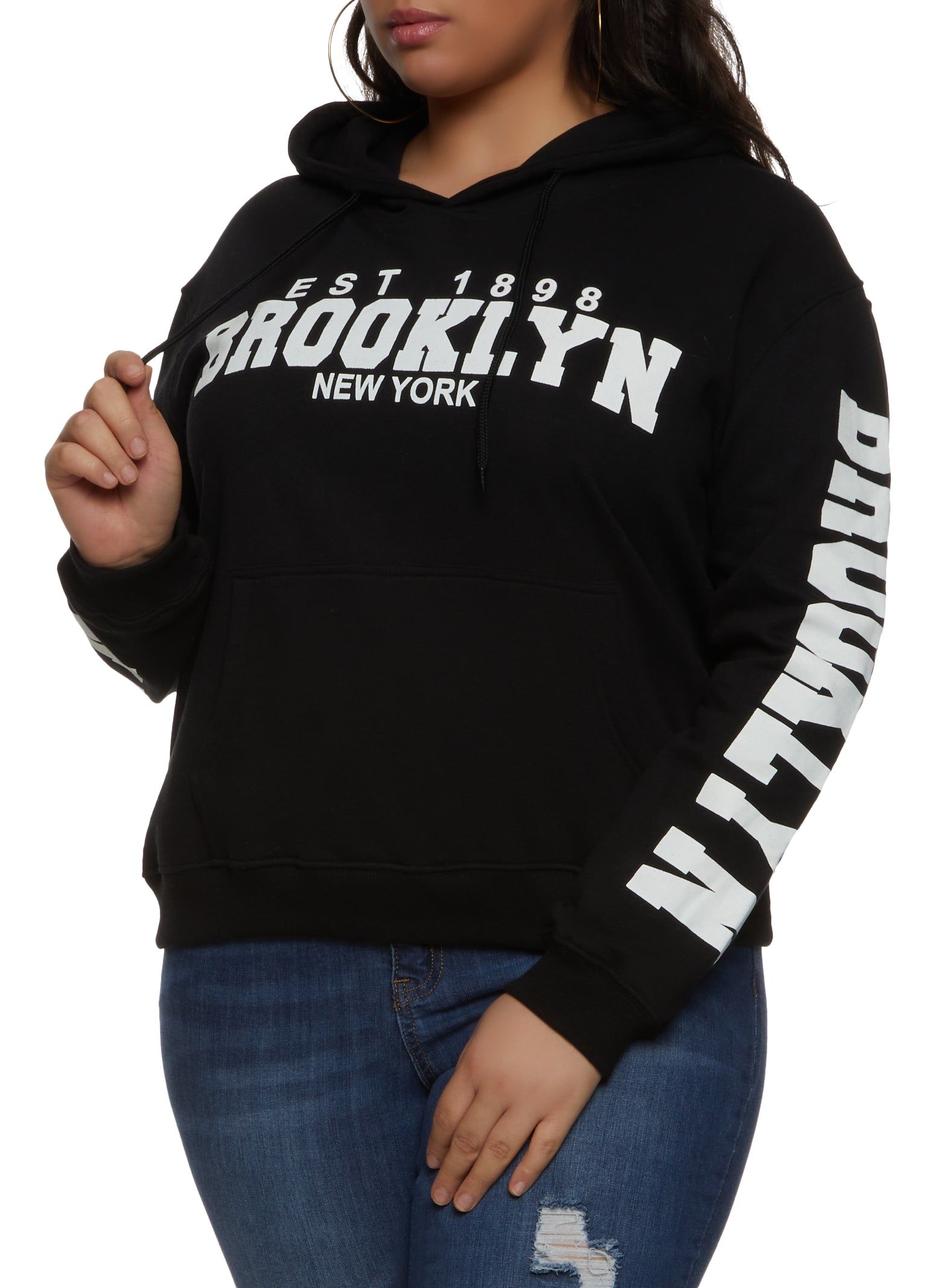 Plus Size Fleece Brooklyn New York Graphic Hoodie sold by Rainbow
