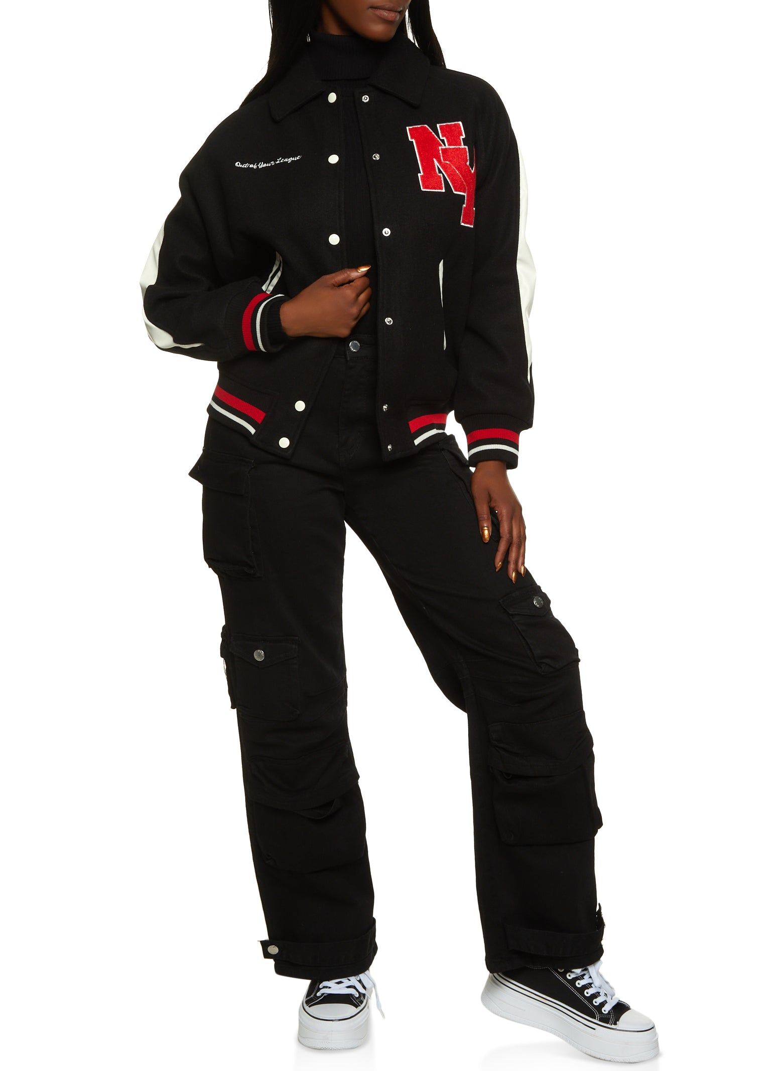 Collared NY Chenille Patch Varsity Jacket sold by Rainbow product image thumbnail 2