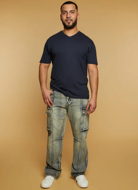 Mens Straight Leg Cargo Pocket Jeans sold by Rainbow