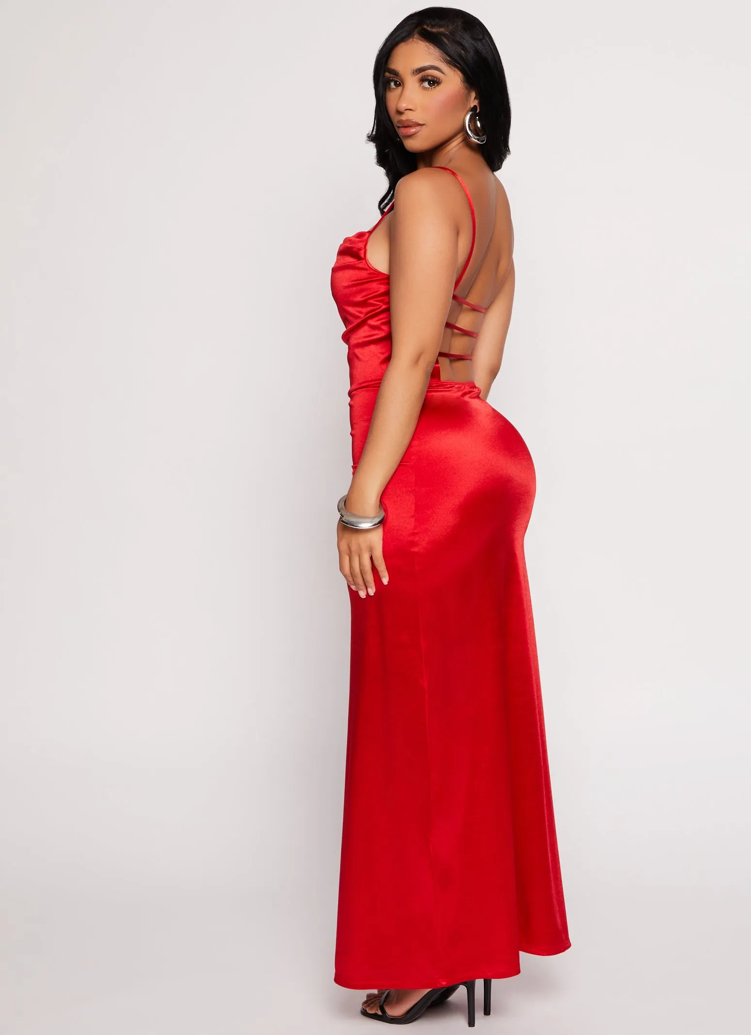 Satin Caged Back Maxi Dress sold by Rainbow product image thumbnail 3
