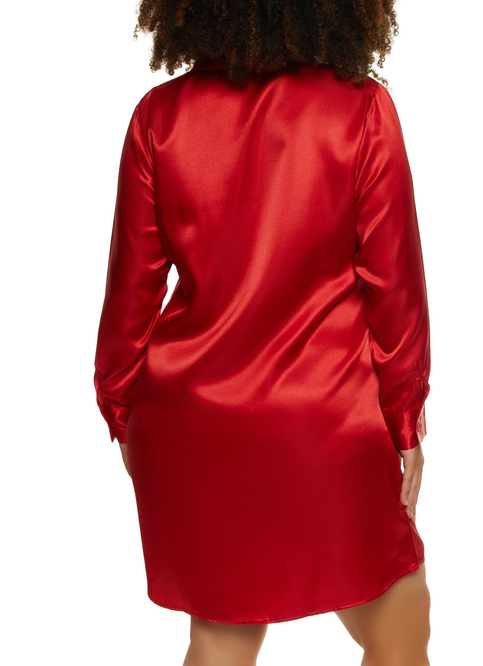 Plus Size Satin Button Front Shirt Dress sold by Rainbow product image thumbnail 3