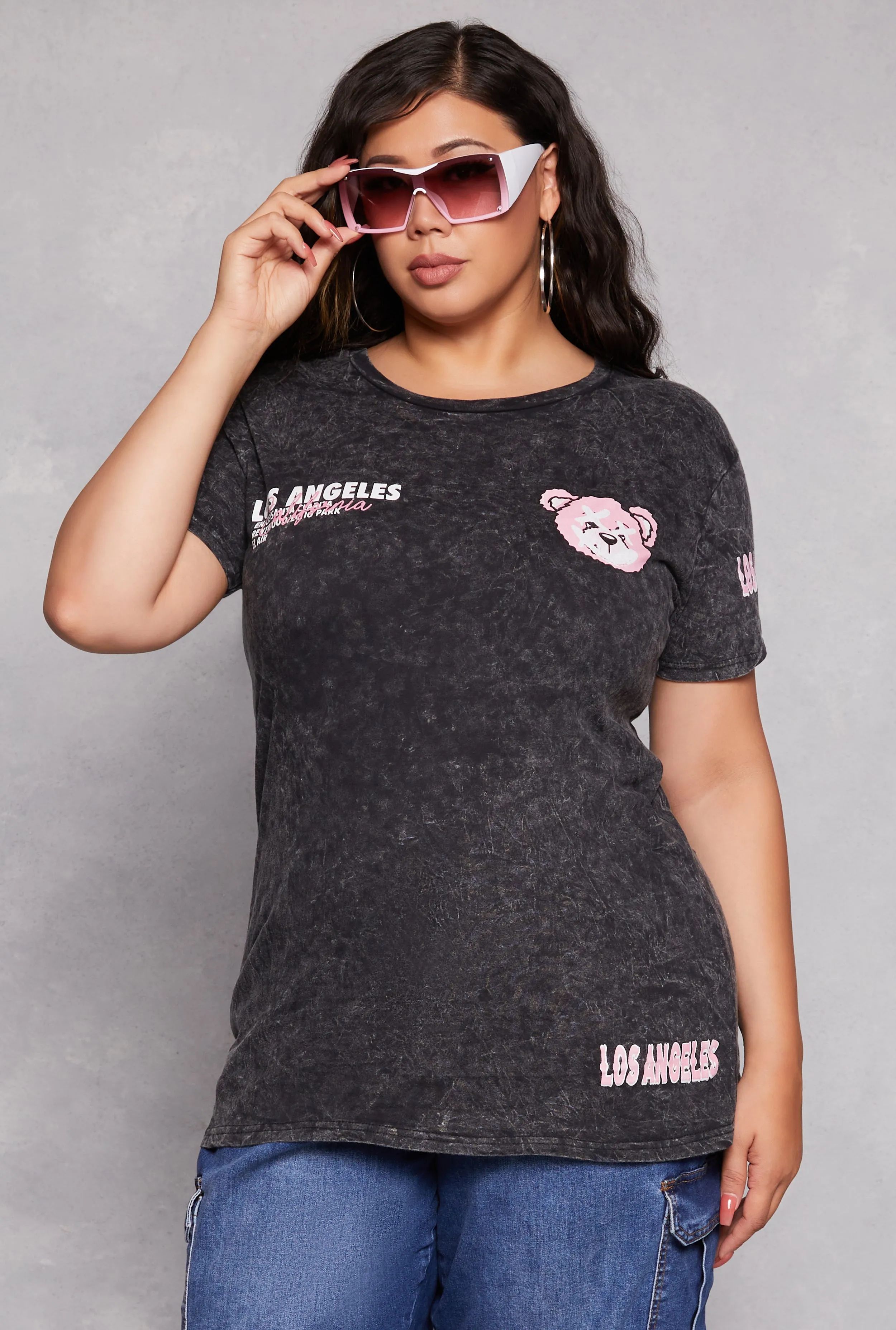 Plus Size Acid Wash California Bear Graphic Tee sold by Rainbow product image thumbnail 3
