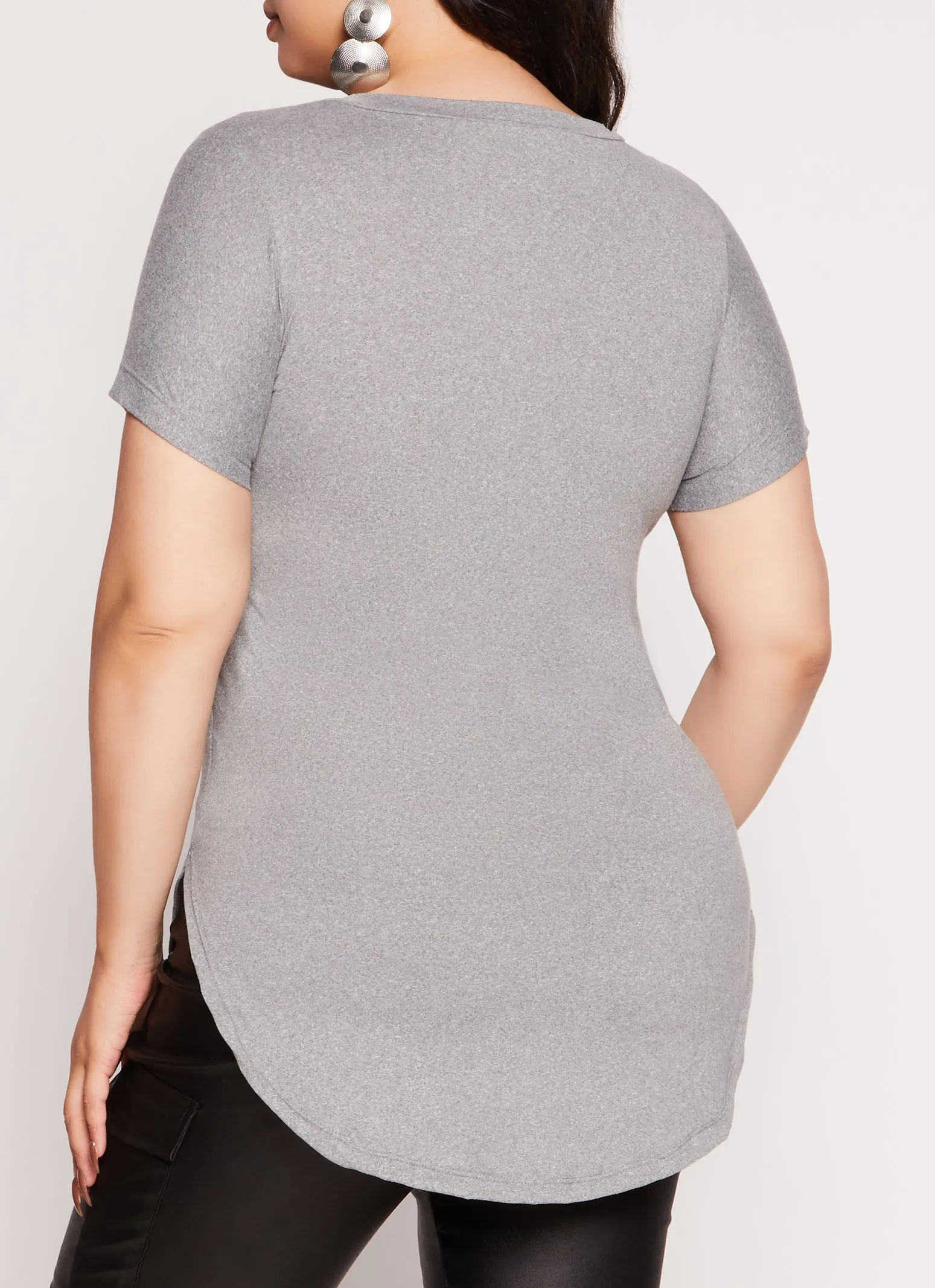 Plus Size Slashed High Low Tee sold by Rainbow product image thumbnail 3