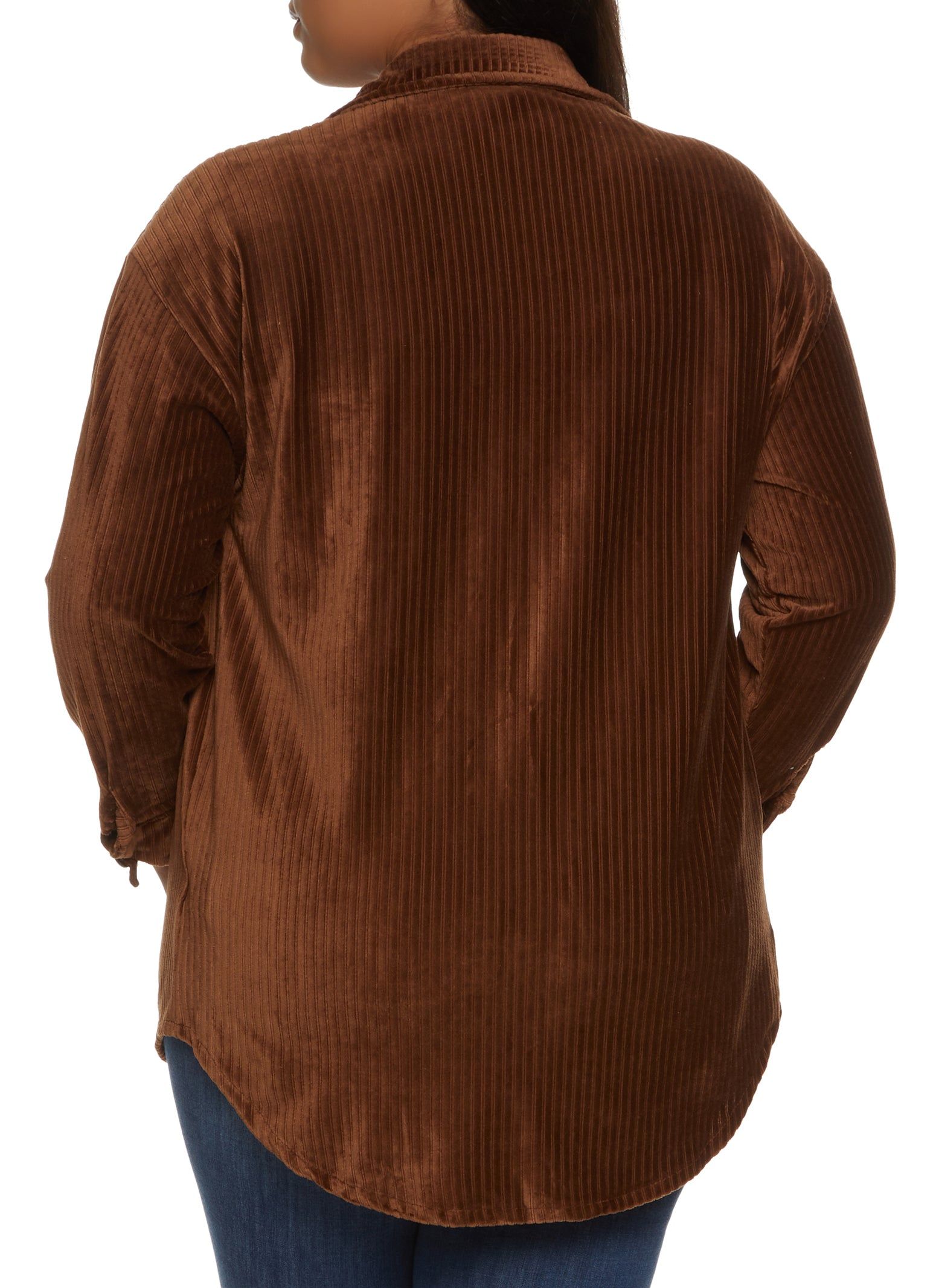 Plus Size Ribbed Knit Velour Button Front Shirt sold by Rainbow product image thumbnail 2