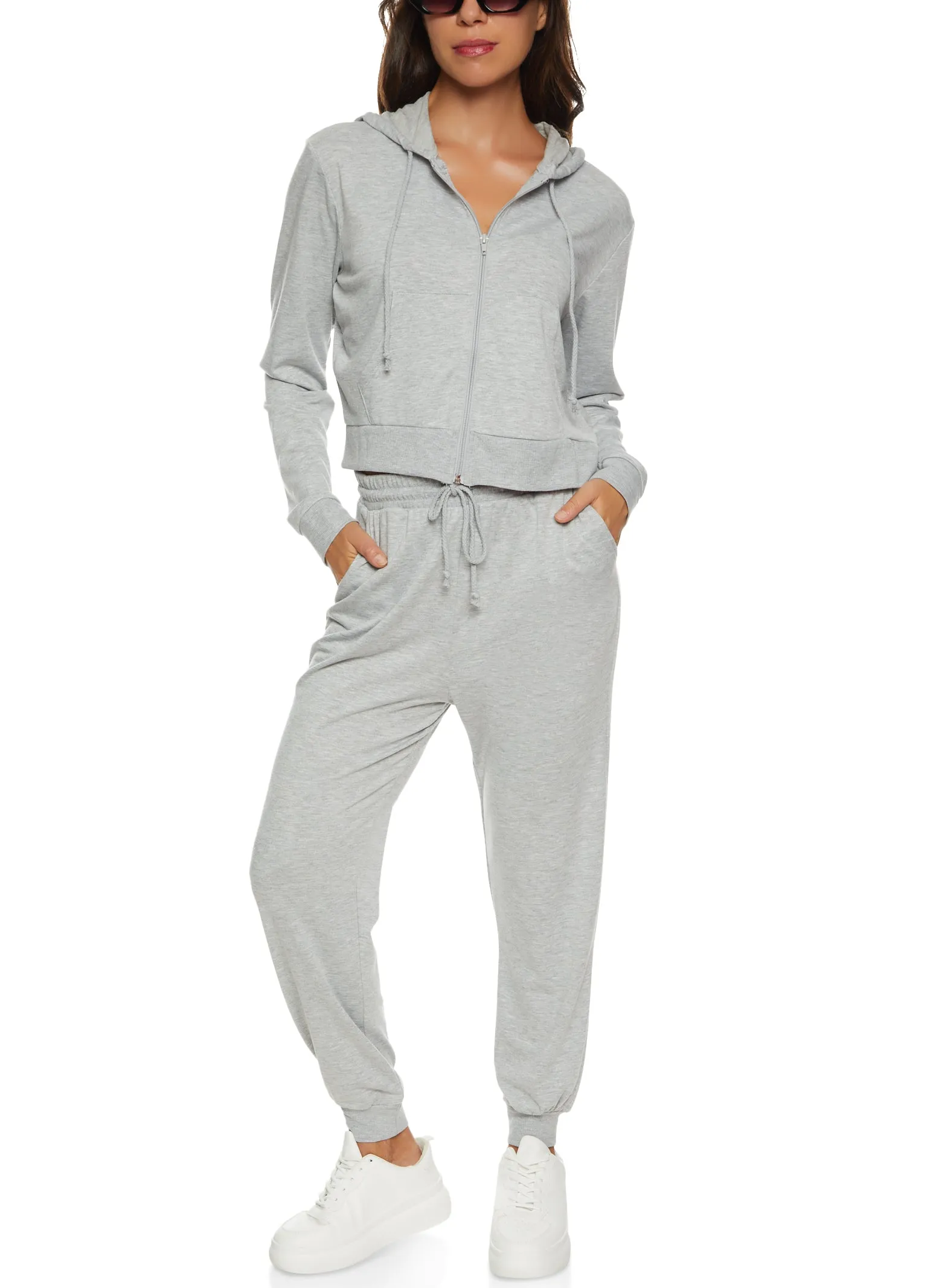 Solid French Terry Zip Front Hoodie sold by Rainbow product image thumbnail 2