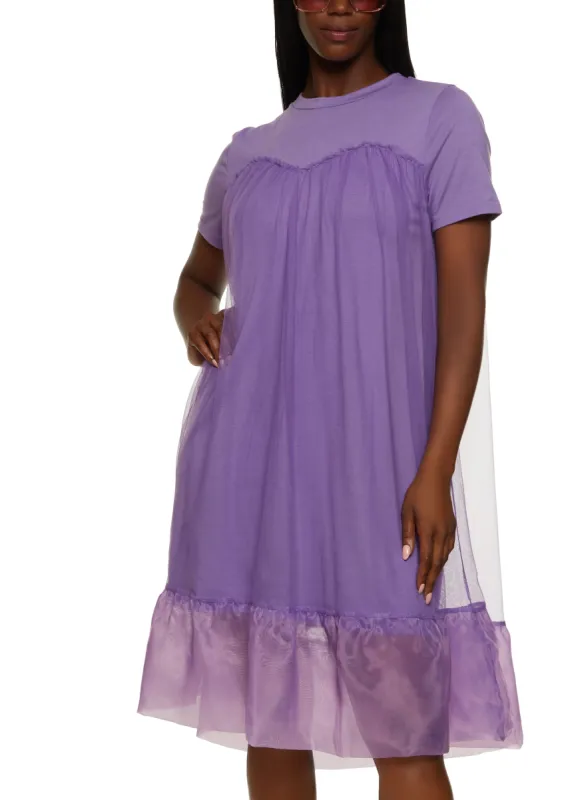 Organza Hem Tulle Midi Shift Dress sold by Rainbow