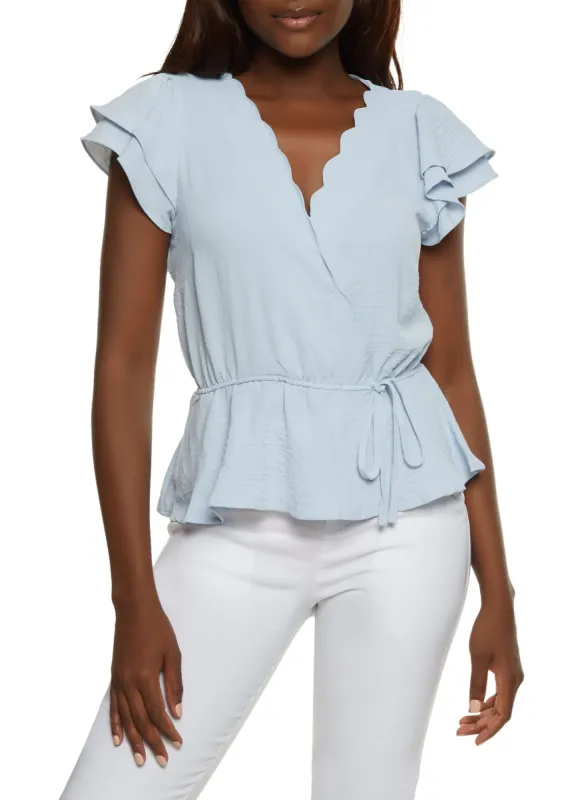 Scalloped Wrap Top sold by Rainbow