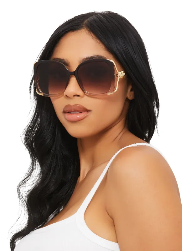 Cut Out Metallic Temple Sunglasses sold by Rainbow