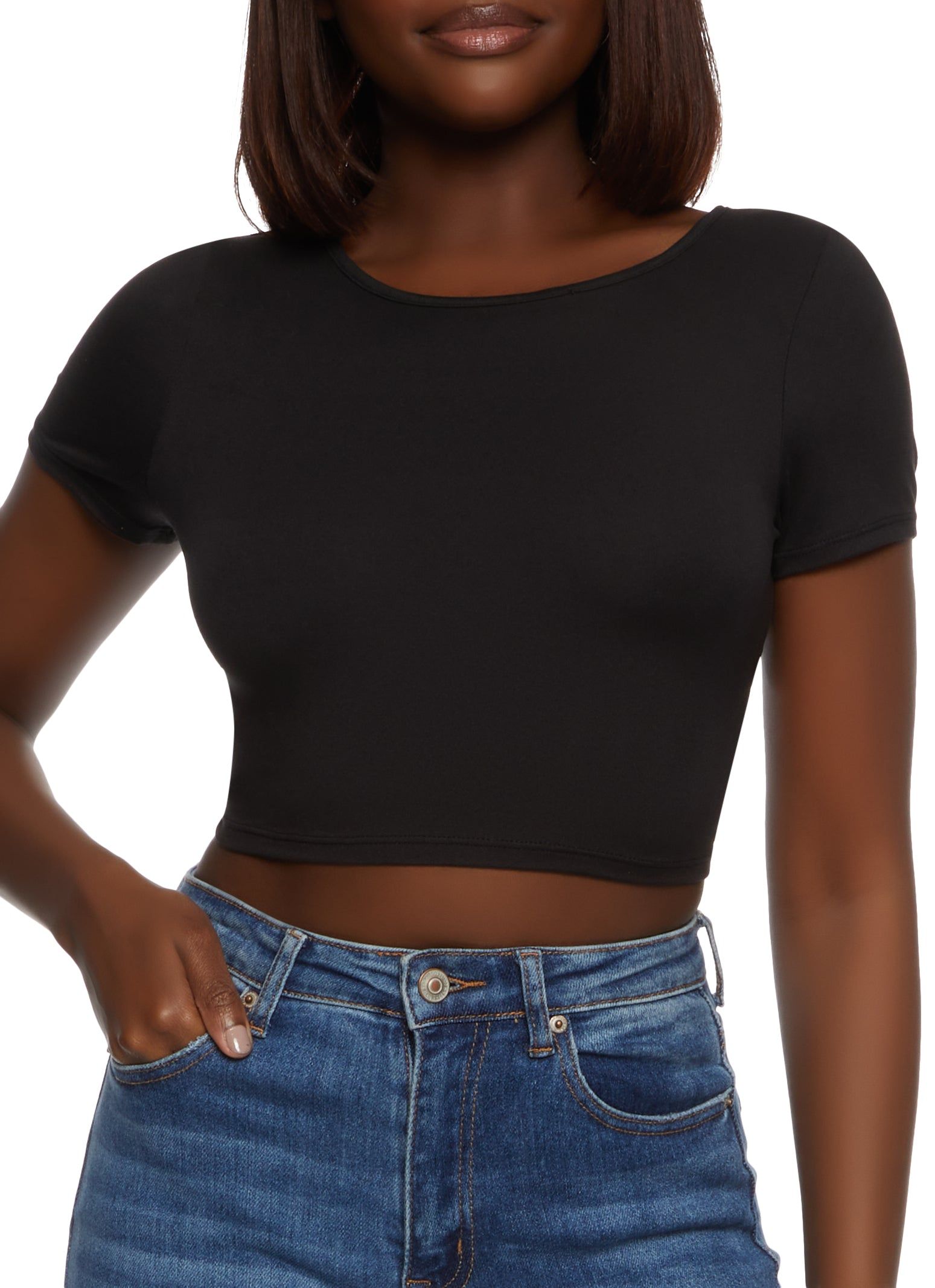 Lace Up Open Back Crop Top sold by Rainbow