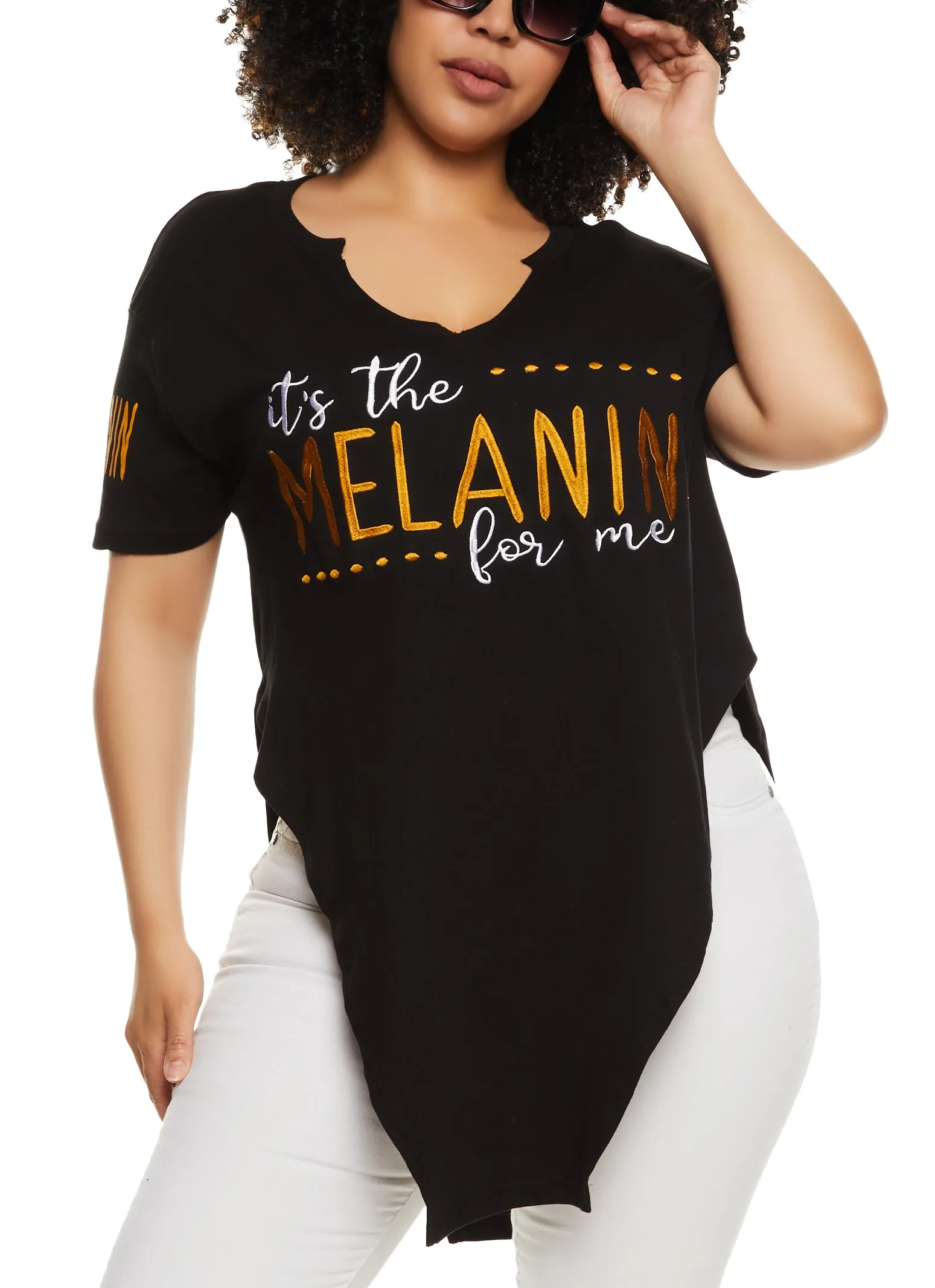 Plus Size Its The Melanin For Me Hanky Hem Graphic T Shirt sold by Rainbow product image thumbnail 2