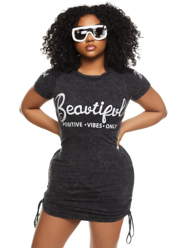 Acid Wash Beautiful Graphic T Shirt Mini Dress sold by Rainbow