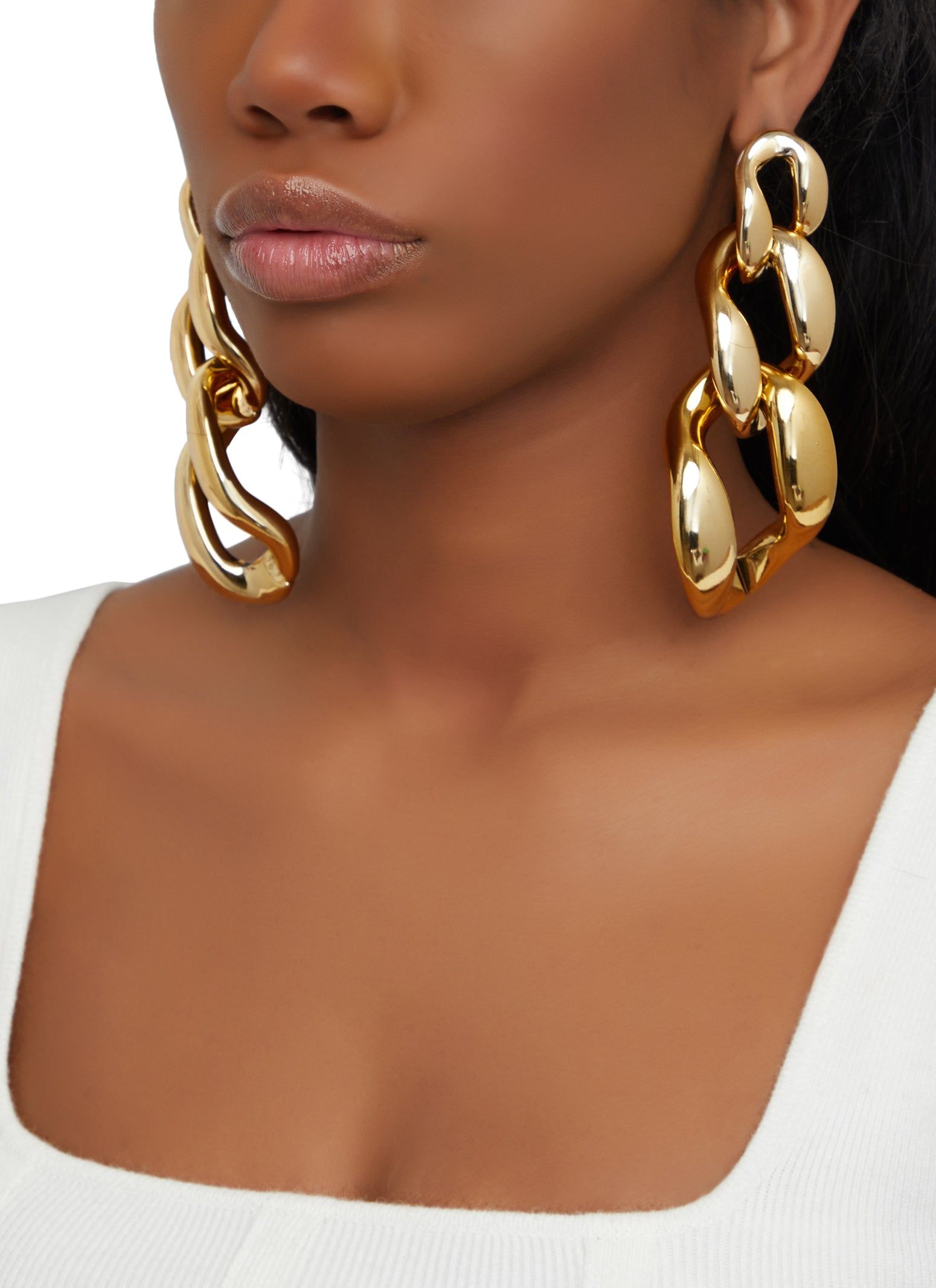 Metallic Chunky Chain Link Drop Earrings sold by Rainbow