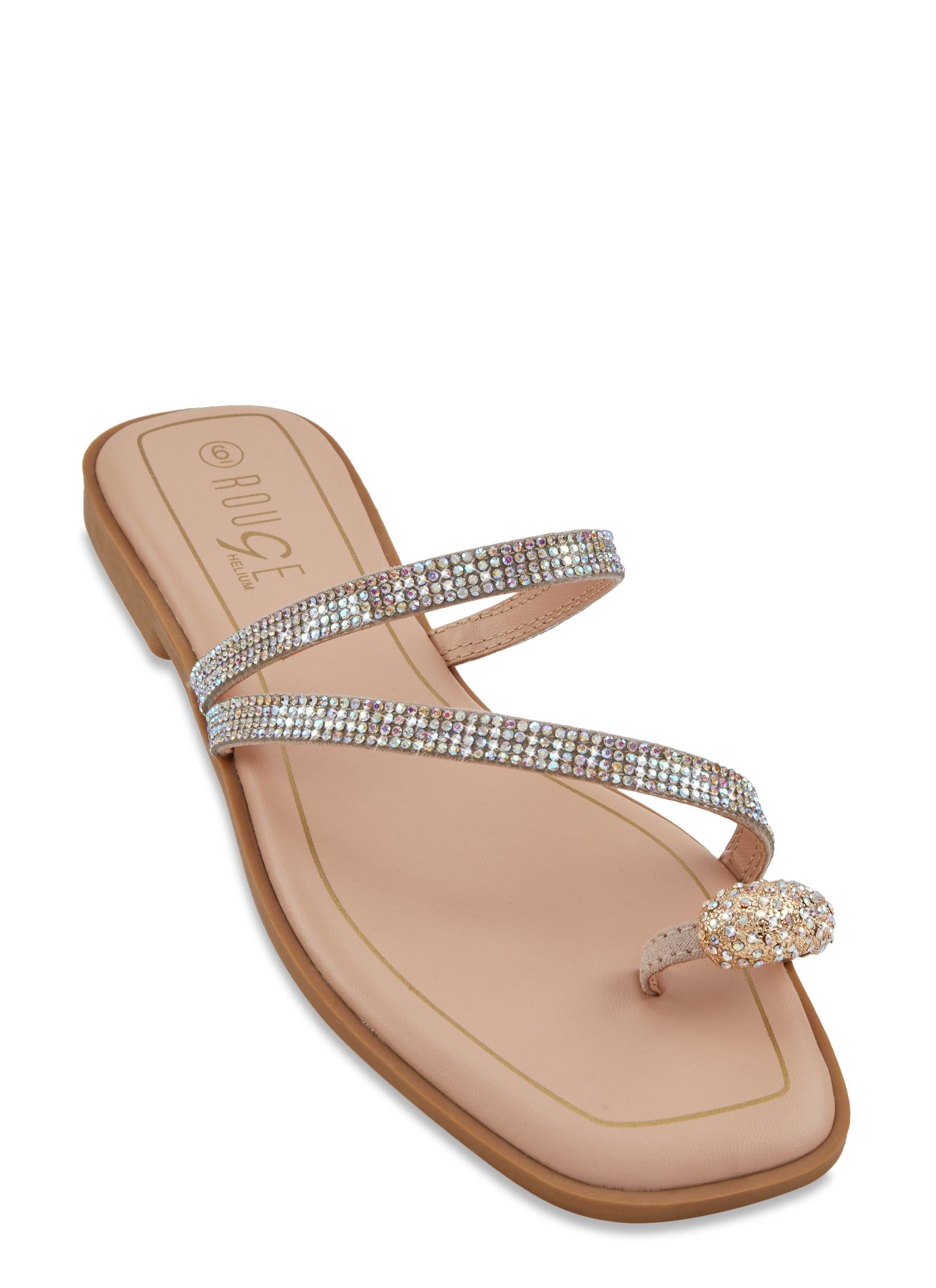 Rhinestone Strap Toe Loop Sandals sold by Rainbow