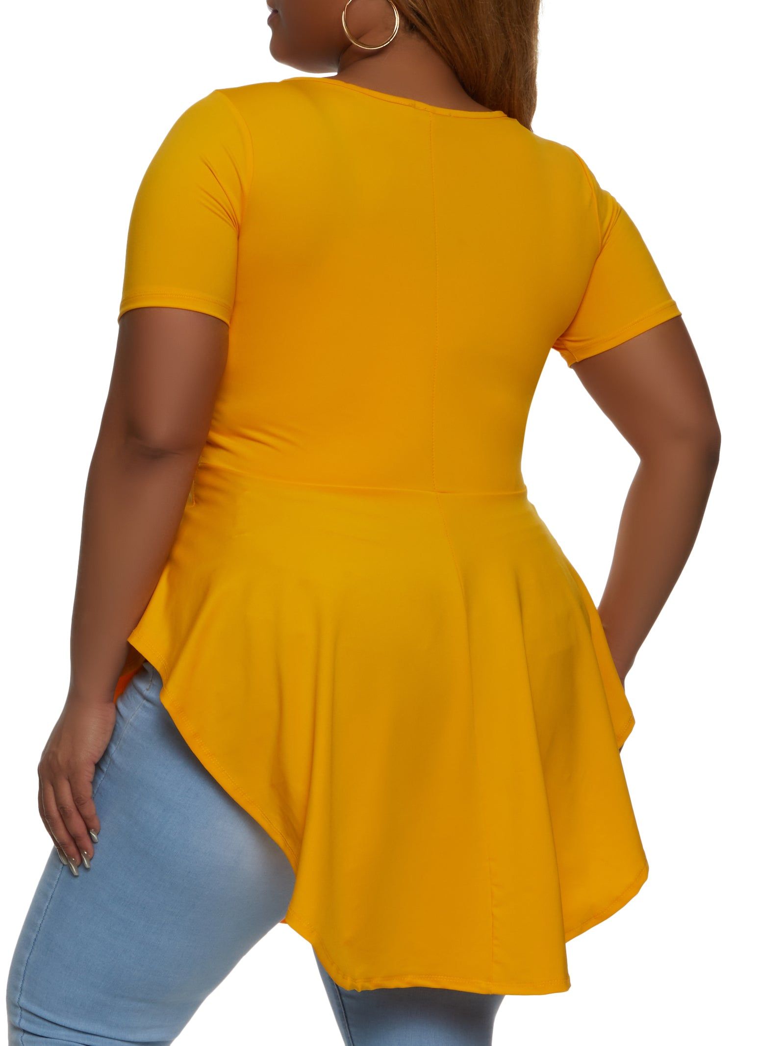 Plus Size Hanky Hem Peplum Top with Necklace sold by Rainbow product image thumbnail 2