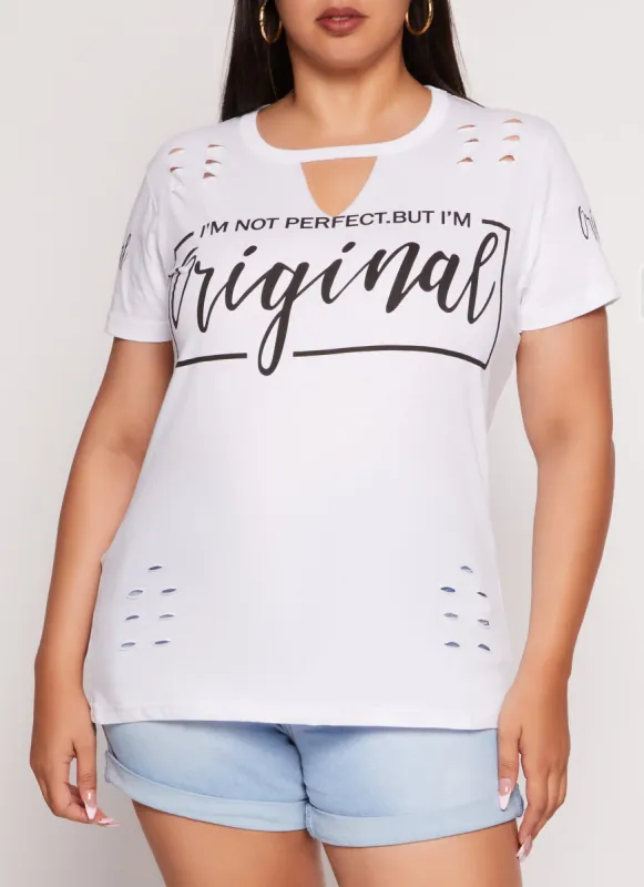 Plus Size Im Not Perfect But Im Original Graphic Tee sold by Rainbow