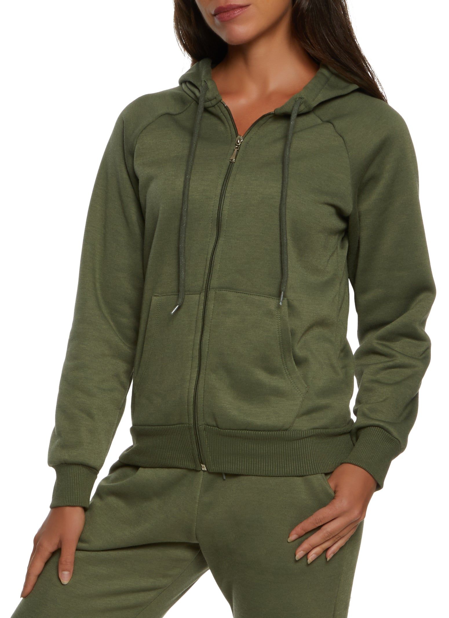 Basic Fleece Zip Front Hoodie sold by Rainbow