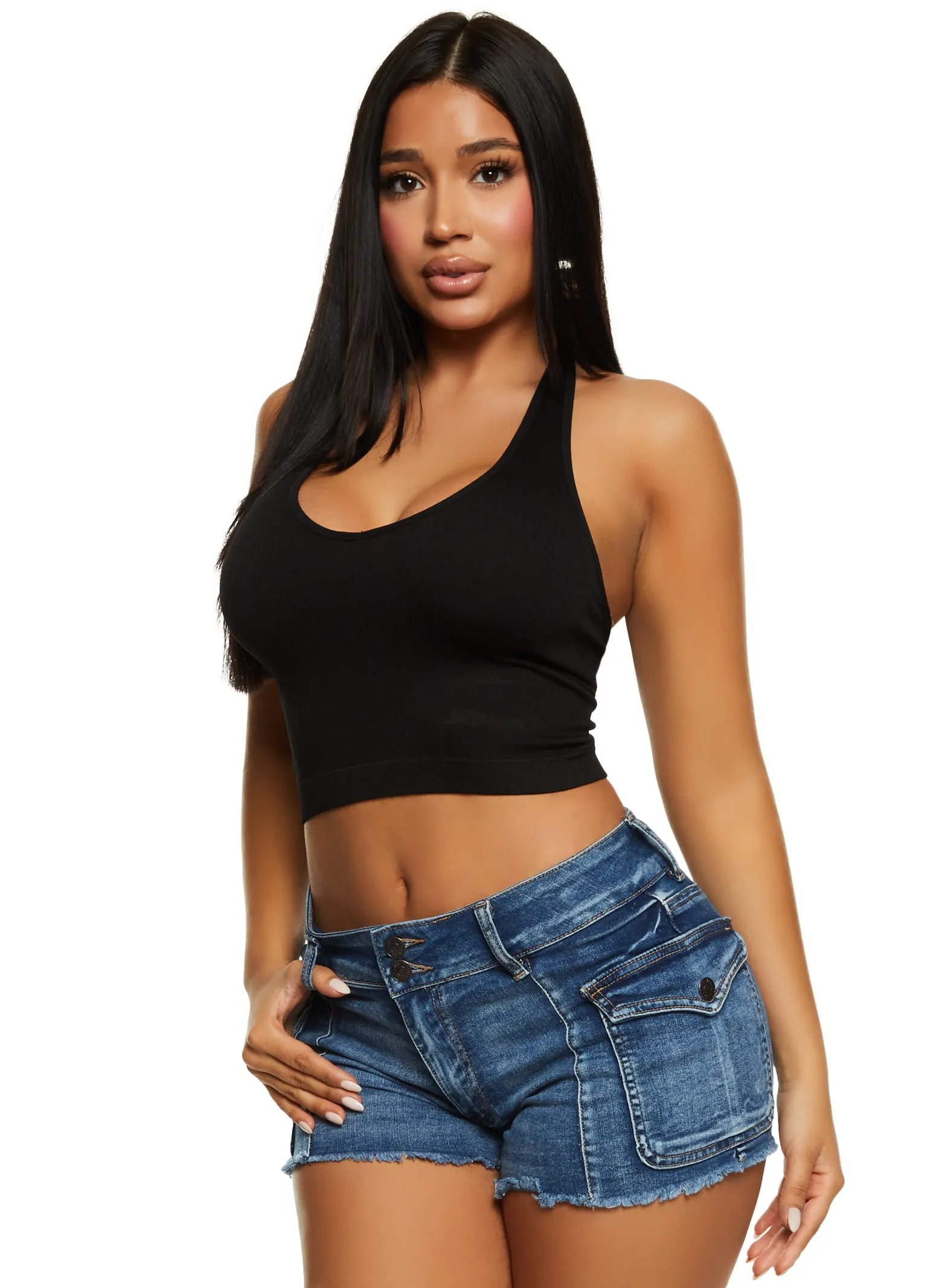 Seamless Ribbed Knit Halter Top sold by Rainbow