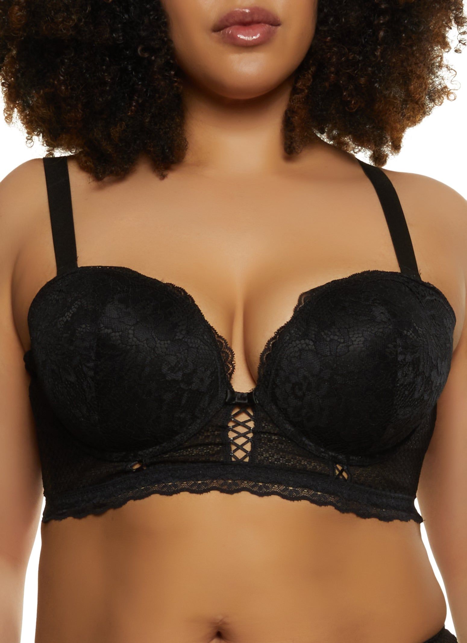 Plus Size Floral Lace Longline Bra | Converts to Strapless sold by Rainbow