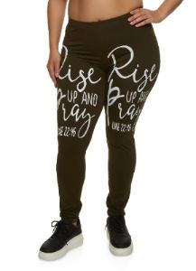 Plus Size Rise Up and Pray Graphic Leggings sold by Rainbow