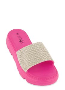 Rhinestone Band Lug Sole Slide Sandals sold by Rainbow