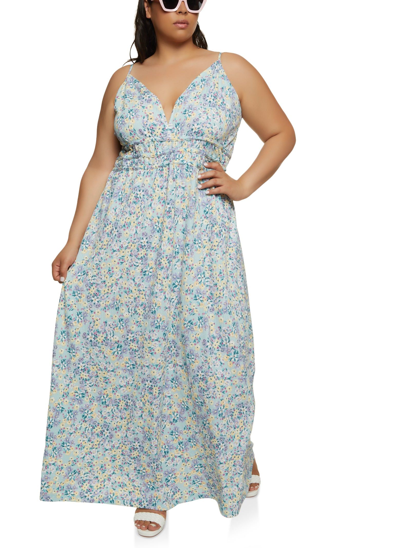 Plus Size Floral Ruched Waist Maxi Dress sold by Rainbow product image thumbnail 2