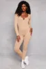 Seamless Ribbed Zip Front Long Sleeve Jumpsuit sold by Rainbow