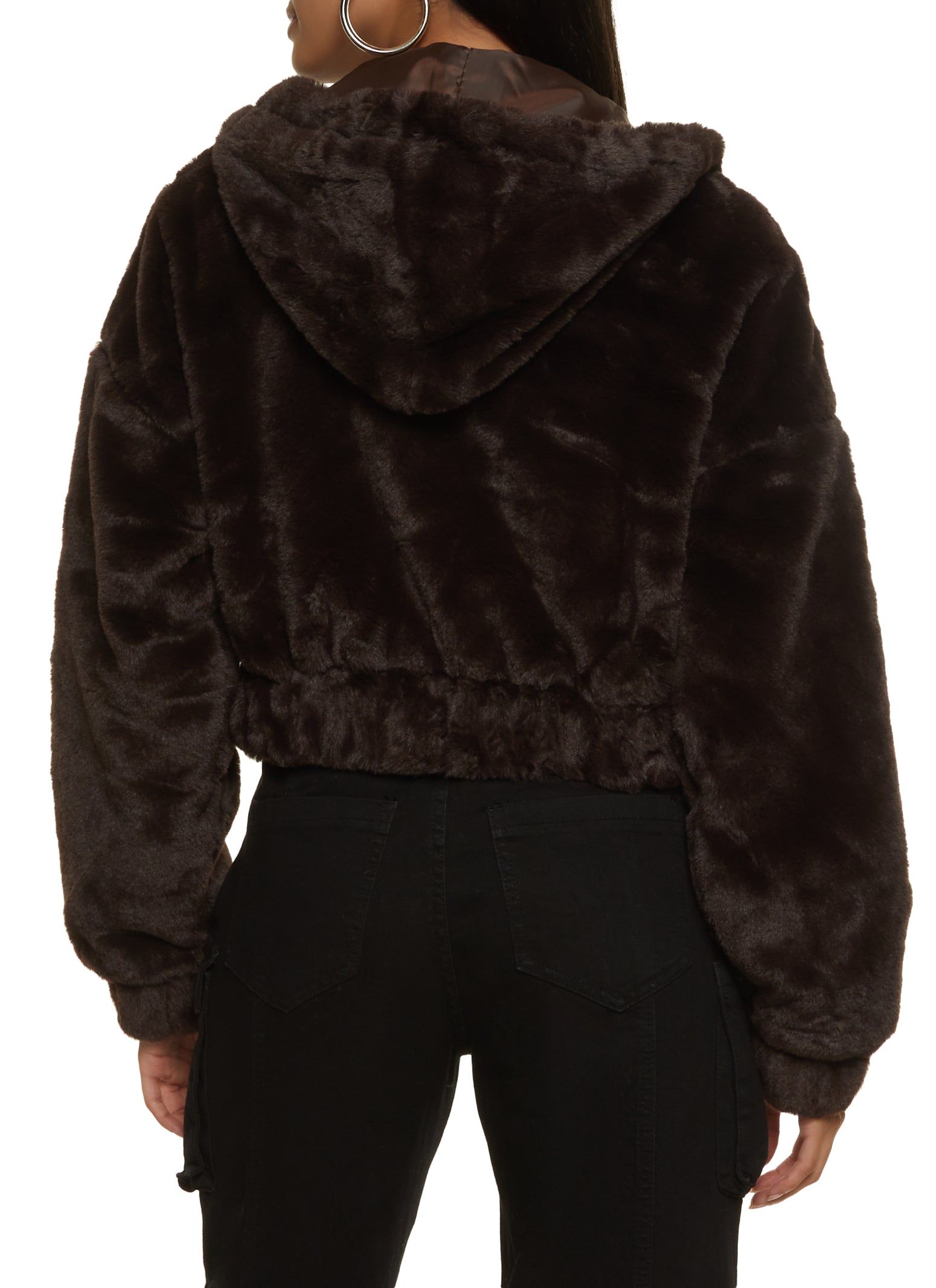 Solid Faux Fur Hooded Jacket sold by Rainbow product image thumbnail 2