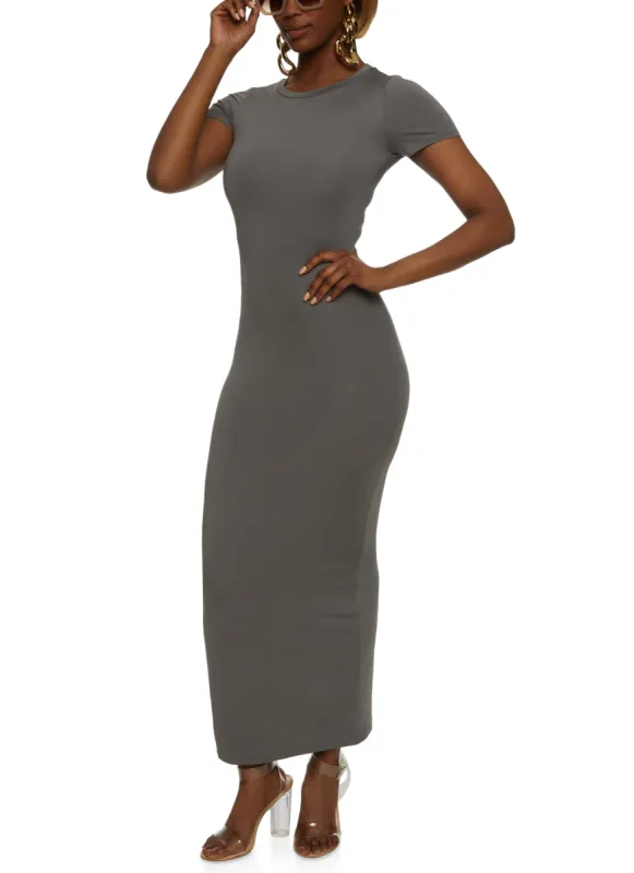 Daisy Solid Crew Neck Maxi Dress sold by Rainbow