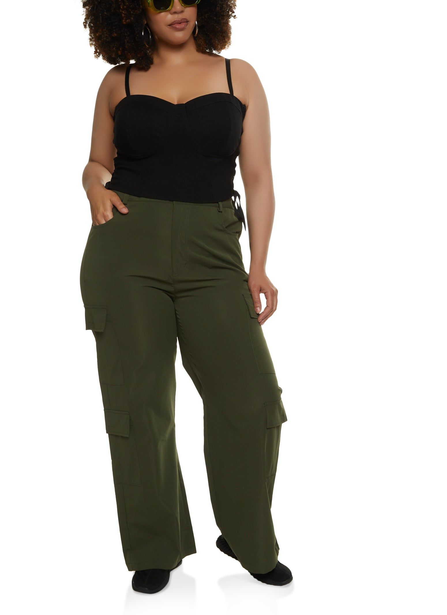 Plus Size Poplin Wide Leg Cargo Pants sold by Rainbow product image thumbnail 2