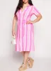 Plus Size Tie Waist Belted Midi Shirt Dress sold by Rainbow
