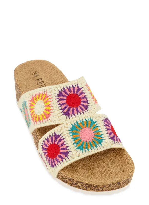 Crochet Footbed Slide Sandals sold by Rainbow
