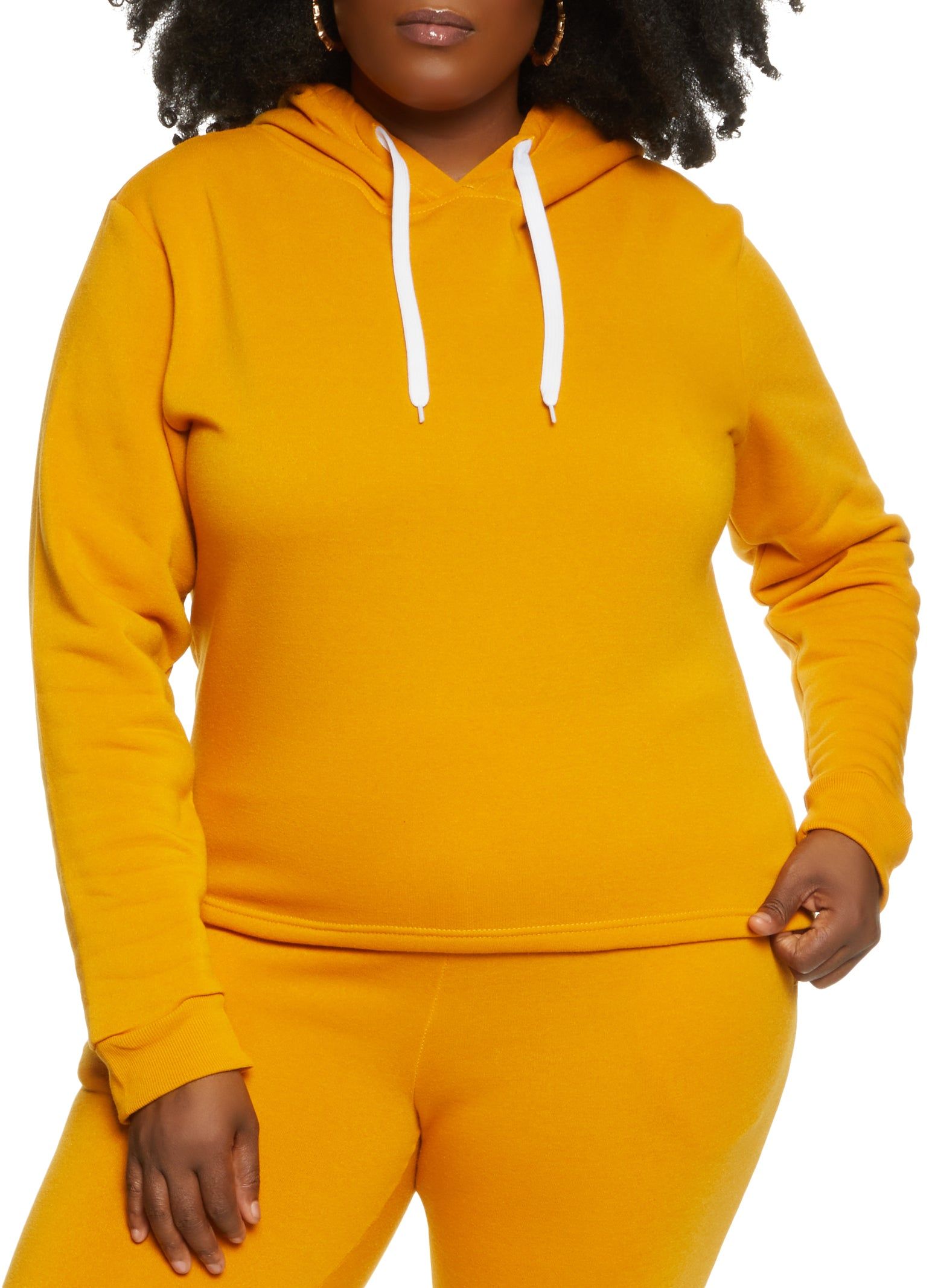Plus Size Solid Pullover Hoodie sold by Rainbow